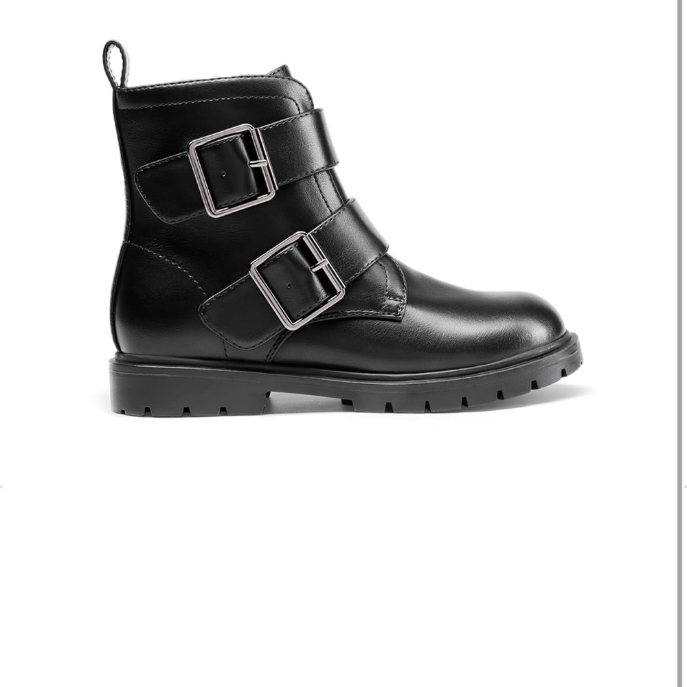 Kids Black Buckle Boots